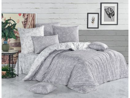 pflores grey doubleface bavlnene povleceni flores stribrne bedtex 1 1 611560