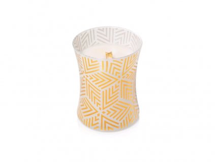 Svíčka oválná váza WoodWick 275g - Bílý teak design