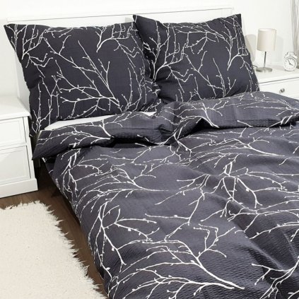 Metráž krep - Větvičky šedé