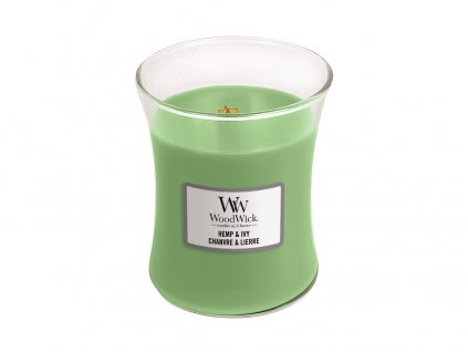 Svíčka oválná váza WoodWick 85g - Konopí a břečťan
