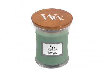 Svíčka oválná váza WoodWick 85g - Šalvěj a myrha