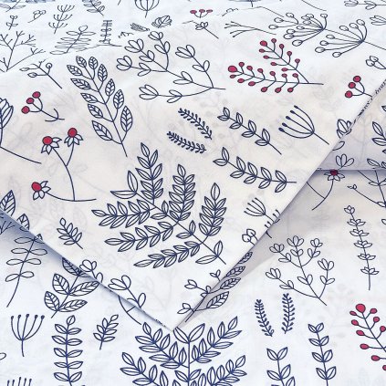 Metráž bavlna - Herbář Modrý