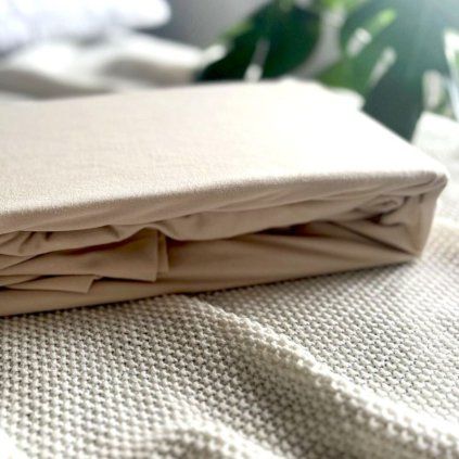 Jersey prostěradlo Elastic Premium - Béžové