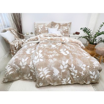 Mikroplyšové povlečení - Louka béžová 140x200 II.Jakost