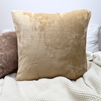 Mikroplyšový povlak na polštář 40x40 - béžový II. jakost