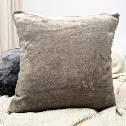 Mikroplyšový povlak na polštář 40x40 - šedohnědý II. jakost