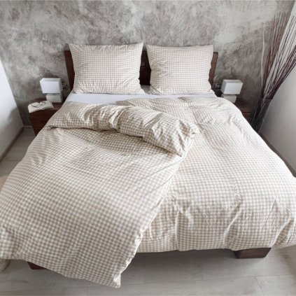 Bavlneny poťah na vankúš 70x90 - Kocka béžová II.akosť