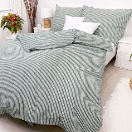 Krepový poťah na vankúš 70x90 - Pruhy zelené II.akost