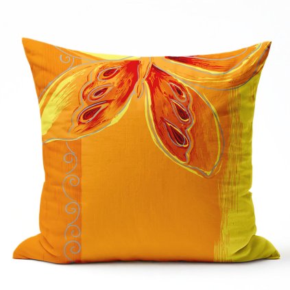 Bavlněný povlak na polštář 40x40 - Motýl žlutý II.jakost