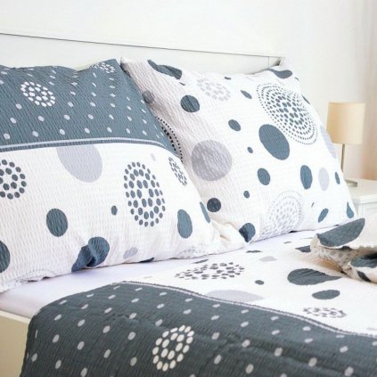 Bavlneny poťah na vankúš 50x70 - Bodky sivo-biele II.akosť