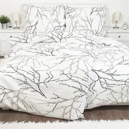 Krepové obliečky 200x240 Vetvičky biele II.akosť