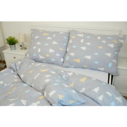 Bavlnený poťah na vankúš 45x65 - Stromčeky sivé II.akosť