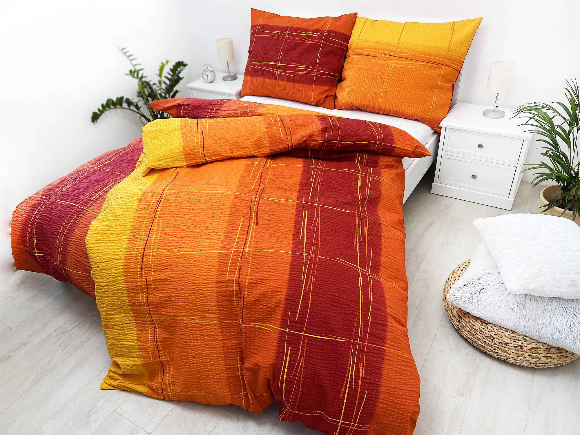 Krepové povlečení 200x200 - Cákance oranž