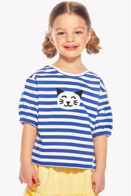 Lucy, Detské tričko, Modrý pásik, Mačka (Veľkosť 98)