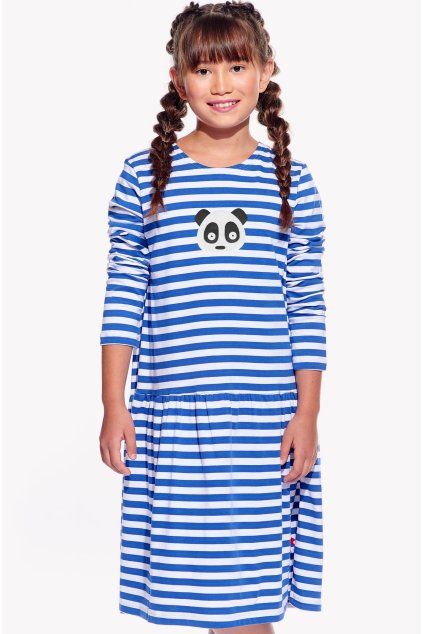 Mara, Detské šaty, Modrý pruh, Panda (Veľkosť 98)