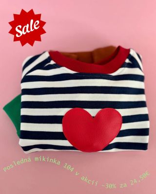~ SOLD OUT ~Posledná mikinka 104 v zľave -30% čaká možno práve na teba. Pásikavá so zelenými rukávmi a škoricovým...