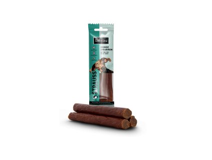 Chewies Hundezigarren Pštrosí salámky s malinami a rybízem 75 g