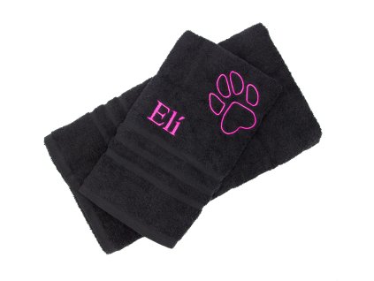 Ručník/osuška s výšivkou - černá