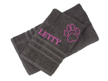 Ručník/osuška s výšivkou - tmavě šedá