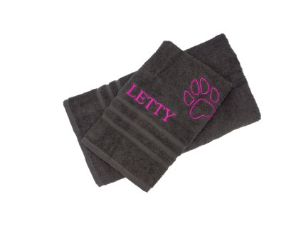 Ručník/osuška s výšivkou - tmavě šedá