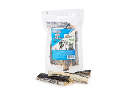 Sušená kůže z lososa cca 15 cm, 50 g