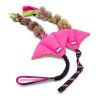 Odolná hračka pro psa – softshellový rejnok s králičí kožešinou, růžová a zelená