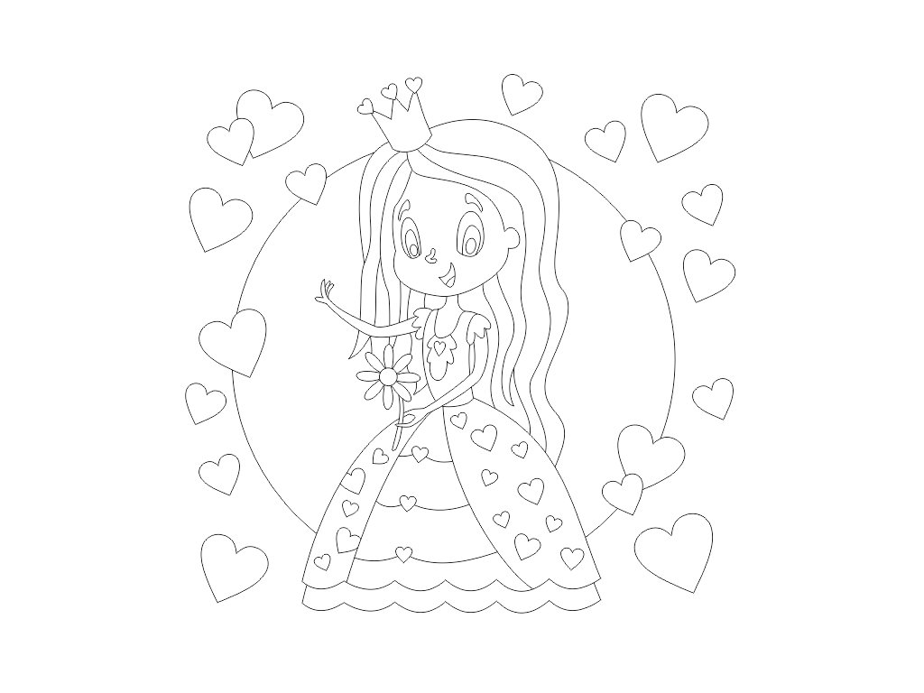 Šablona Princezna se srdíčky