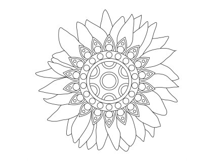 Šablona Mandala se slunečnicí 2