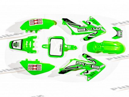 PIT02186 Plasty na pitbike 125cc CRF 50 zelené + polepy