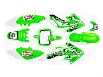 PIT02186 Plasty na pitbike 125cc CRF 50 zelené + polepy