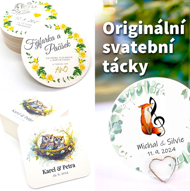 Originální svatební tácky
