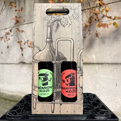 Dárkový set Kočovný Kozi - 2x1l PET (Volba 1l PET Premiový+Partizán)