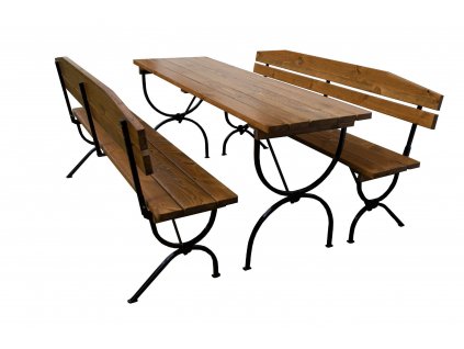 Pivný set BAVORD 180x60cm DE LUX I s opierkou tmavý