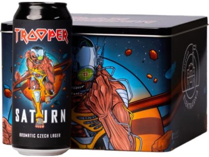 TROOPER SATURN - 11° ležák - balení s dárkem - plechová dóza 6×0,5l plech
