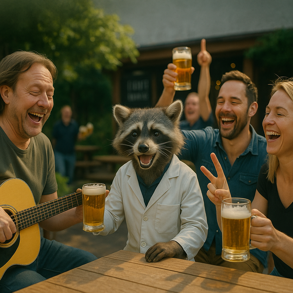 Mýval s opilci si užívají kytarový večírek