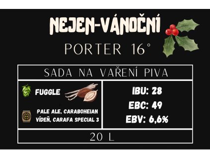Porter 16° - sada na vaření piva - ŠROTOVANÁ 20l