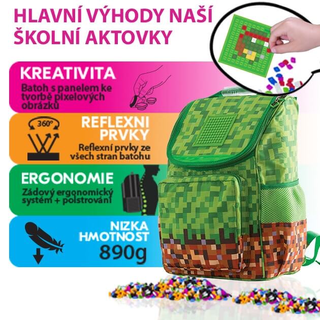 Batoh do školy minecraft