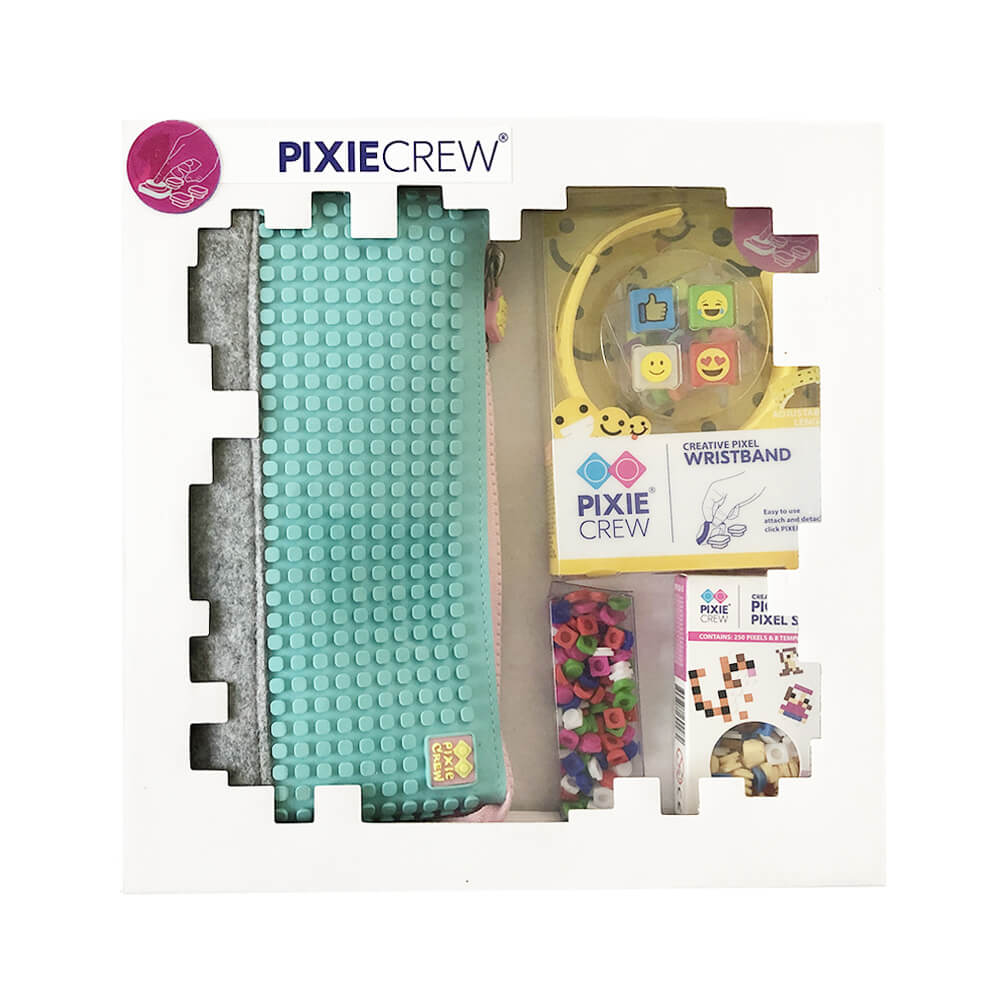 PIXIE CREW Dárková sada Tyrkysové pouzdro + 100 barevných pixelů zdarma + 4 tematické pixely zdarma