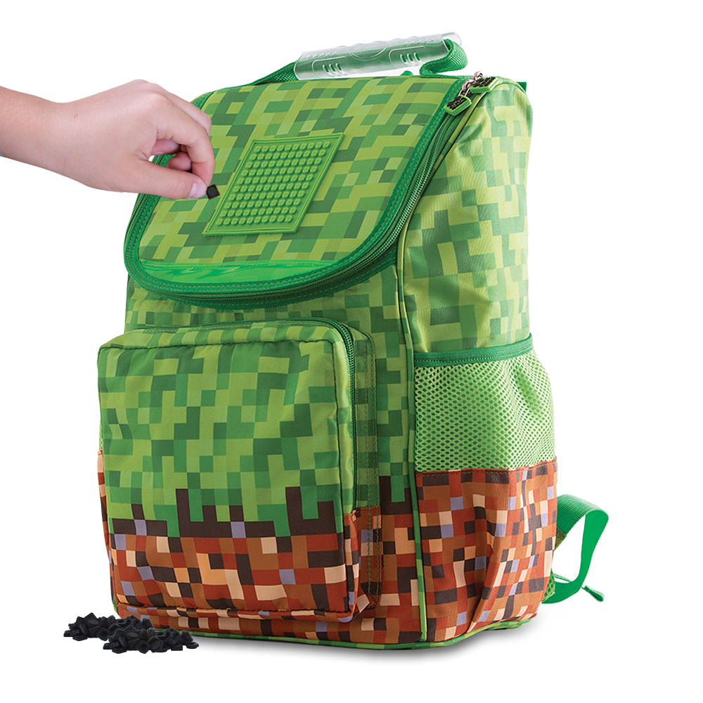 Levně PIXIE CREW chlapecký Minecraft batoh zelená kostka s malým panelem