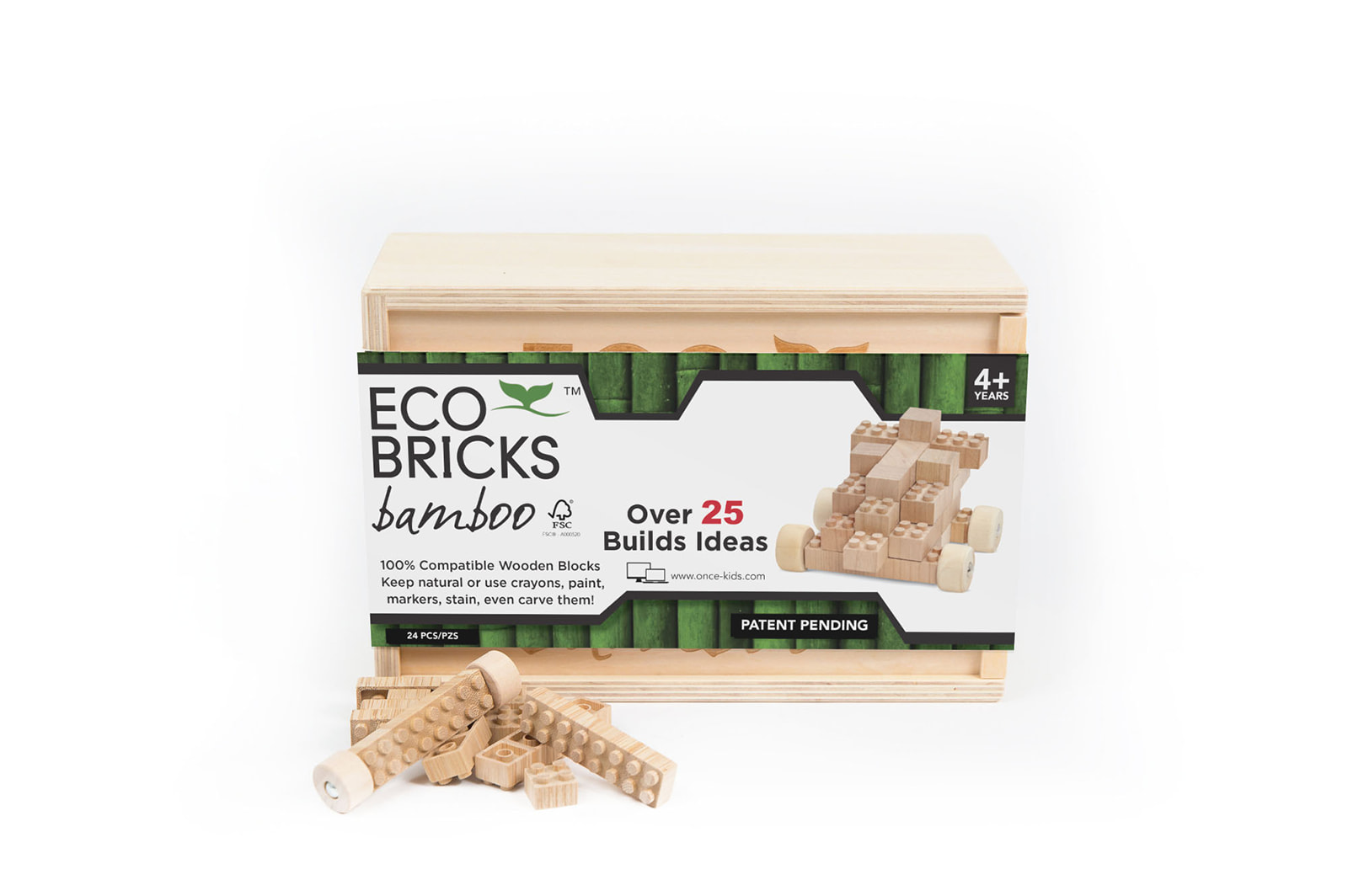 Levně Eco-bricks 24 kostek bambus Sada 24 kostek