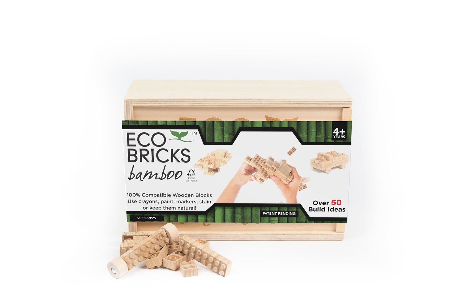 Levně Eco-bricks 90 kostek bambus Sada 90 kostek