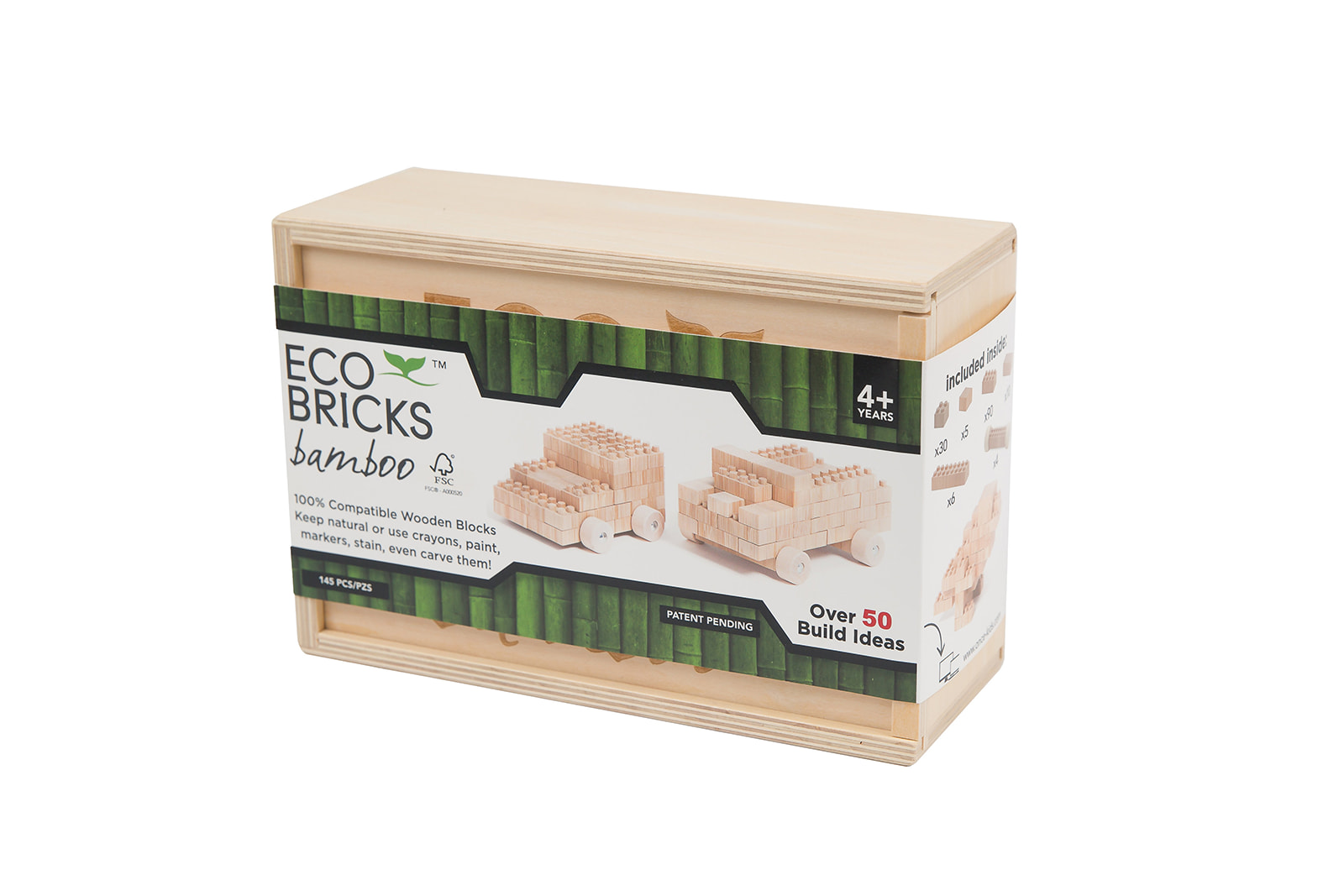 Levně Eco-bricks 145 kostek bambus Sada 145 kostek