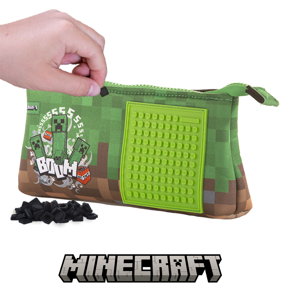 Levně PIXIE CREW & MINECRAFT velké pouzdro zeleno-hnědé