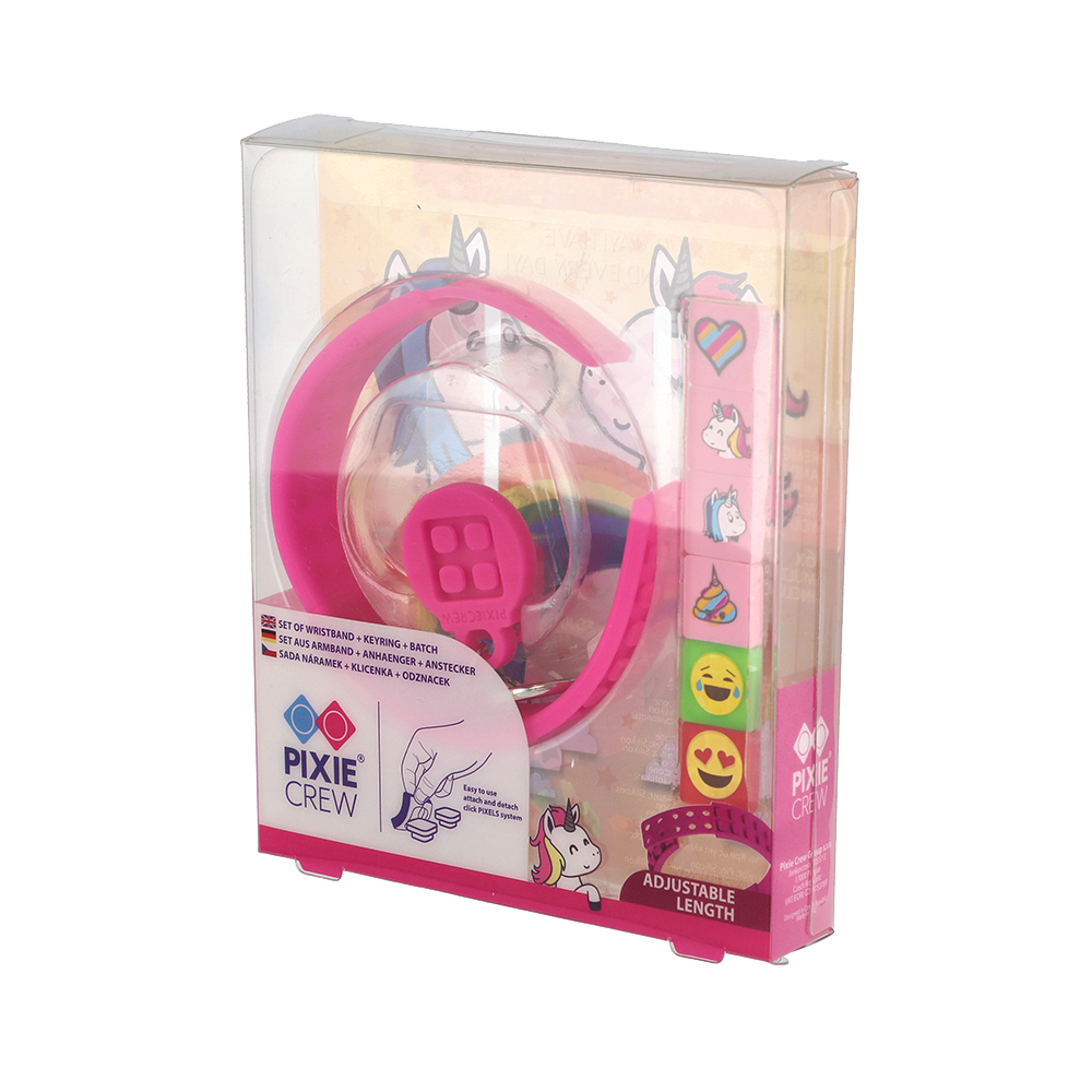 PIXIE CREW dárková sada klíčenka, náramek, odznáček motiv Jednorožci