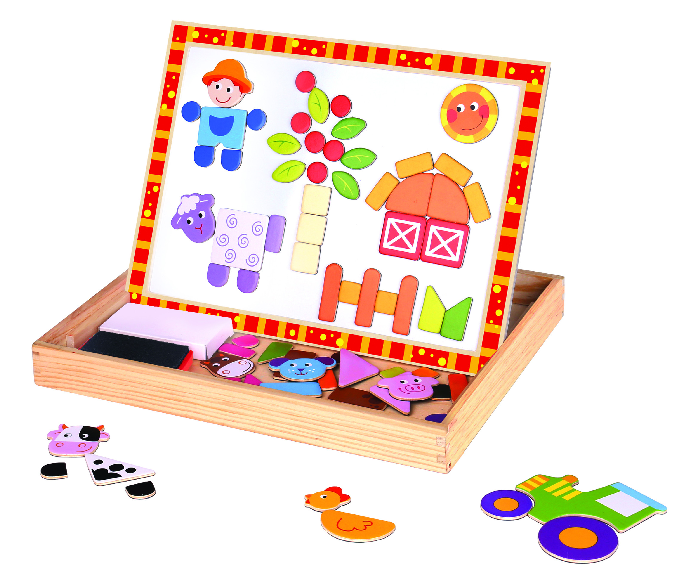 Tooky Toy Magnetická tabulka a puzzle Farma