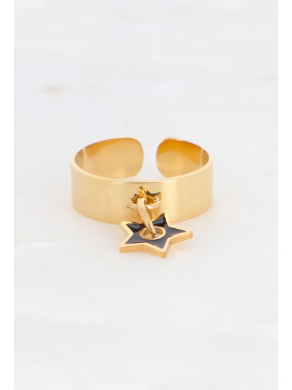 bohm bague aldos doree avec etoile en email black 2