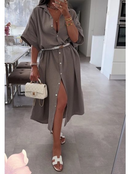 robe longue en gaze coton taupe 67c9a38aa8895