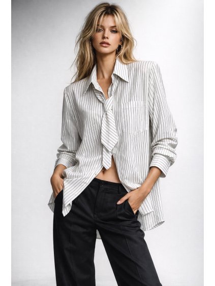 chemise a rayures epaulette structurees avec cravates blanc 694972bedb8a8