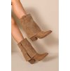 ws botte a talons carree montante a revers avec des strass wz 80 camel 1