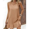 robe gaze de coton a bretelles noue a volant camel 67ea35795e42a